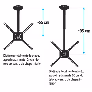 Suporte Articulado Giratório Teto Technosat 4600 TV 10ʺ/65ʺ