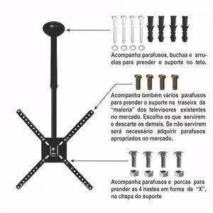 Suporte Articulado Giratório Teto Technosat 4600 TV 10ʺ/65ʺ