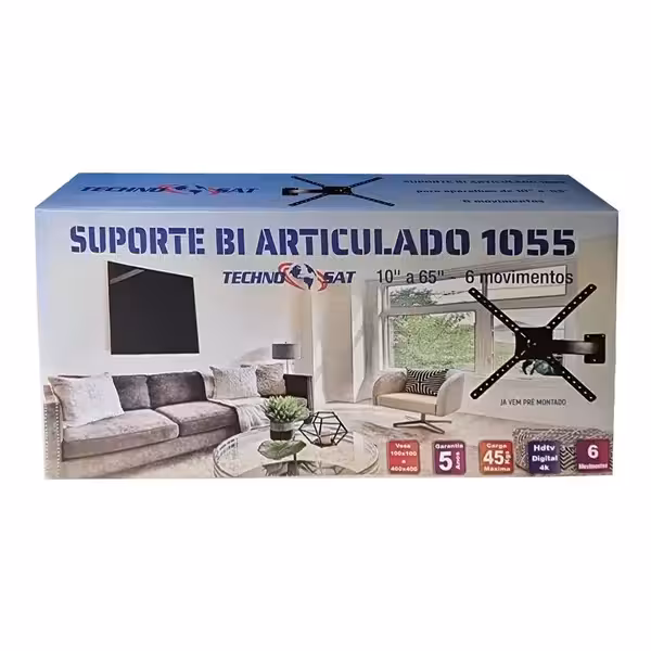 Suporte Technosat 1055 Bi Articulado VESA TV's 10ʺ a 65ʺ