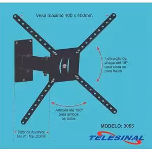 Suporte Technosat 3055 Bi Articulado VESA TV's 10ʺ a 65ʺ