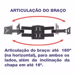 Suporte Technosat 1065 Tri Articulado VESA TV's 10ʺ a 65ʺ