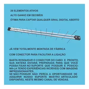 Antena Digital Externa TV Log Technosat 28 Elementos